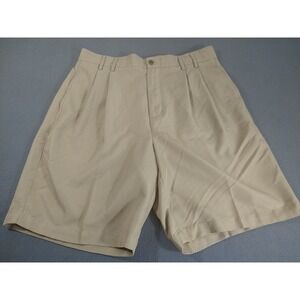Caribbean Joe Chino Shorts Men 34x8.5 Tan Twill Dressy Preppy Pleated Outdoor